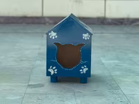 Mavi rəngdə taxta pişik evi - Material: möhkəm ağac əsaslı — 2-rasm