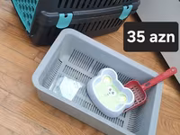 Ev heyvanları üçün aksesuarlar 1) Daşıma qabı + tualet qabı + yemək — 1-сурет