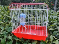 Qırmızı-ağ quş qəfəsi - Material: metal barmaqlıqlar və plastik — Foto 1