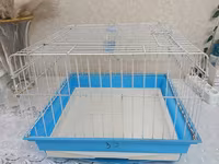 Dovşan qəfəsi – ağ metal karkaslı, mavi plastik altlıqlı model - Ölçü — photo 1