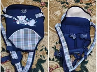 Uşaq daşıma kanguruları – 2 model 1) Tünd-mavi, xallı haşiyəli model — foto 1