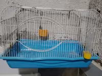 Quş qəfəsi – orta ölçülü, metal barmaqlıqlı və mavi plastik altlıqla — 3-сурет