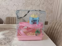 Siçan/hamster ile 2 mərtəbəli!qəfəs dəsti 'qızdı yemək və qumu ile — फ़ोटो 1