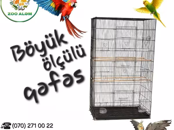 Böyük ölçülü tutuquşu qəfəsi - Ölçülər: 150 sm hündürlük, 78 sm en, 46