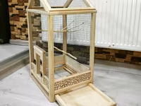 Taxta quş qəfəsi (dekorativ ev formasında) - Material: təbii ağac — 4-rasm