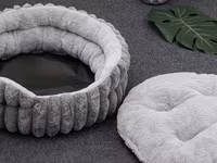 Yumşaq tüklü ev heyvanı yatağı – boz rəngdə, dairəvi dizayn - — фото 2